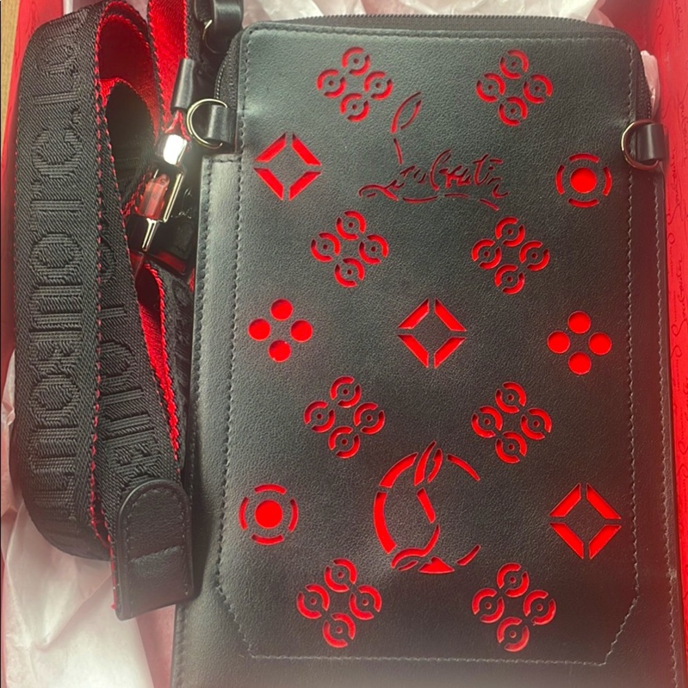 Red/black Christian Louboutin bag w/strap